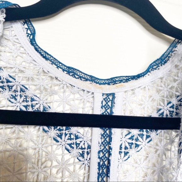 Self-Portrait Lace Panel Pleated Blue Mini Dress - Picture 11 of 12